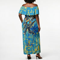 Saint Lucia Cricket Off Shoulder Maxi Dress Kings Lion Unstoppable Mascot Art