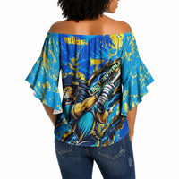 Saint Lucia Cricket Off Shoulder Wrap Waist Top Kings Lion Unstoppable Mascot Art