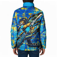 Saint Lucia Cricket Padded Jacket Kings Lion Unstoppable Mascot Art