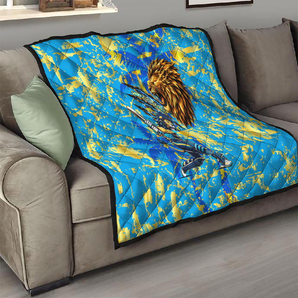 Saint Lucia Cricket Quilt Kings Lion Unstoppable Mascot Art