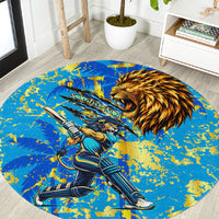 Saint Lucia Cricket Round Carpet Kings Lion Unstoppable Mascot Art