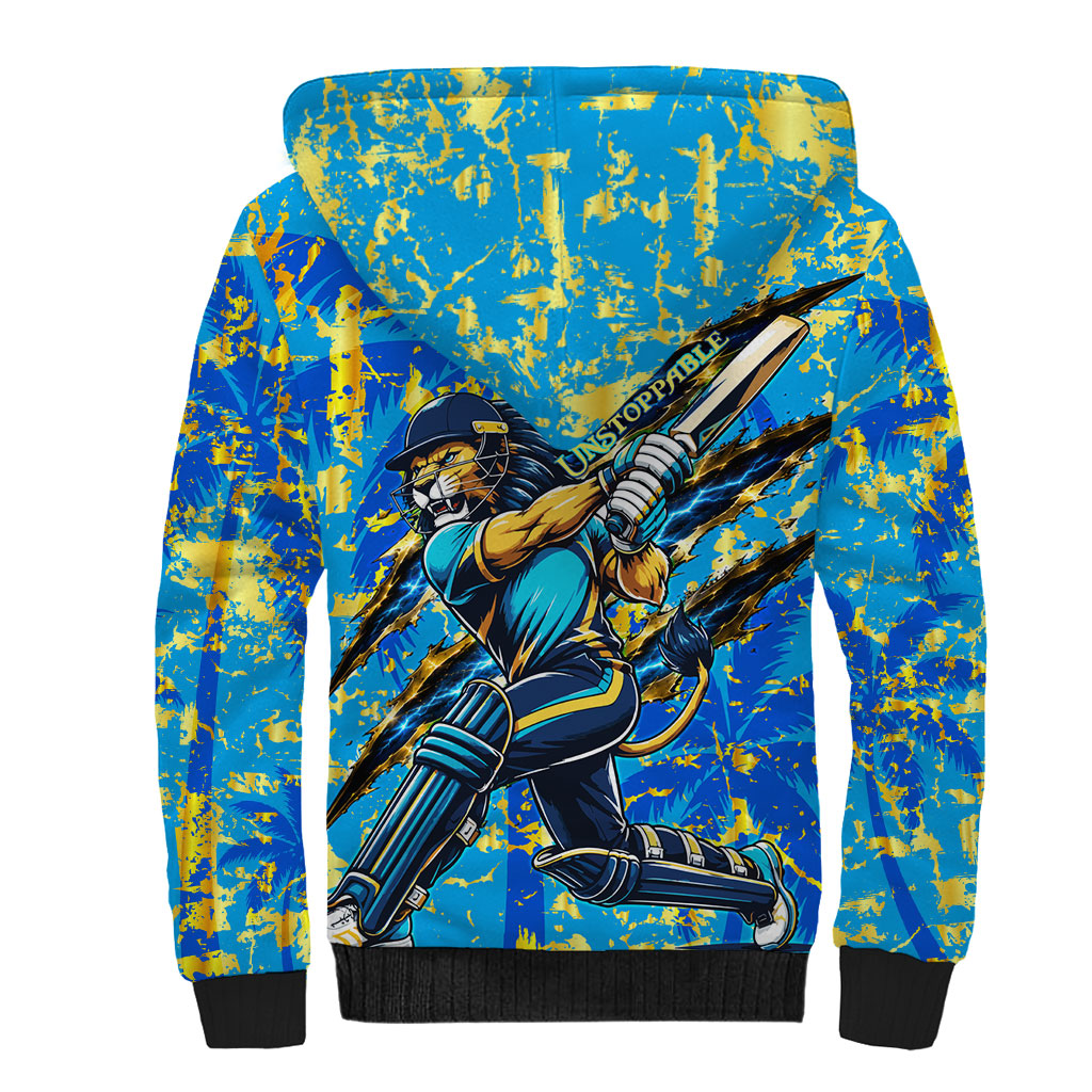 Saint Lucia Cricket Sherpa Hoodie Kings Lion Unstoppable Mascot Art