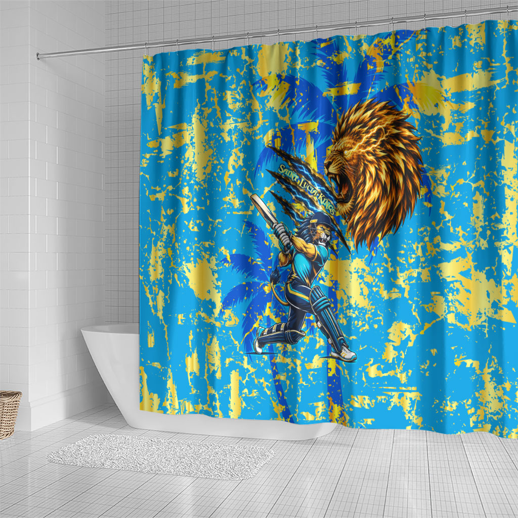 Saint Lucia Cricket Shower Curtain Kings Lion Unstoppable Mascot Art