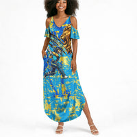 Saint Lucia Cricket Summer Maxi Dress Kings Lion Unstoppable Mascot Art