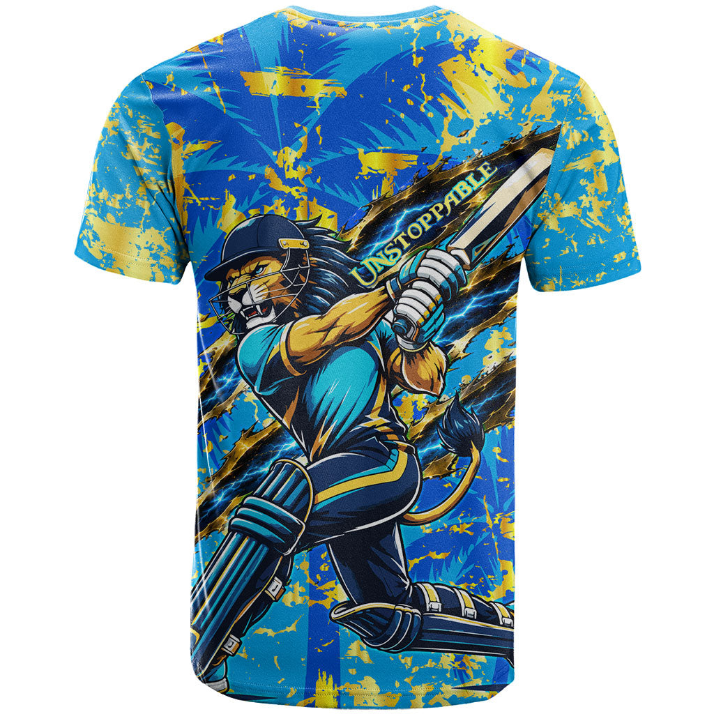 Saint Lucia Cricket T shirt Kings Lion Unstoppable Mascot Art