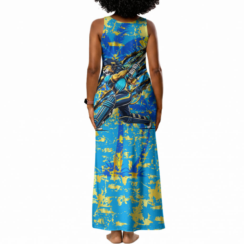 Saint Lucia Cricket Tank Maxi Dress Kings Lion Unstoppable Mascot Art