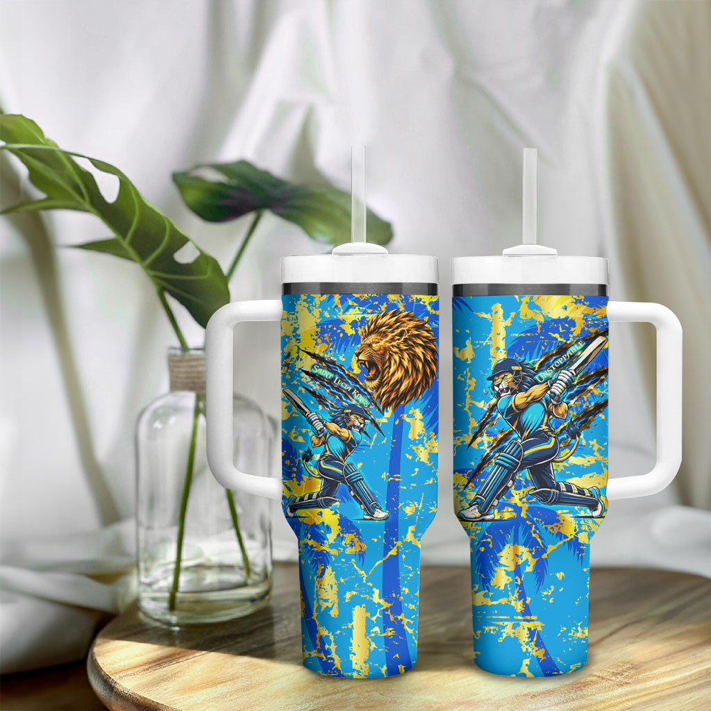 Saint Lucia Cricket Tumbler With Handle Kings Lion Unstoppable Mascot Art