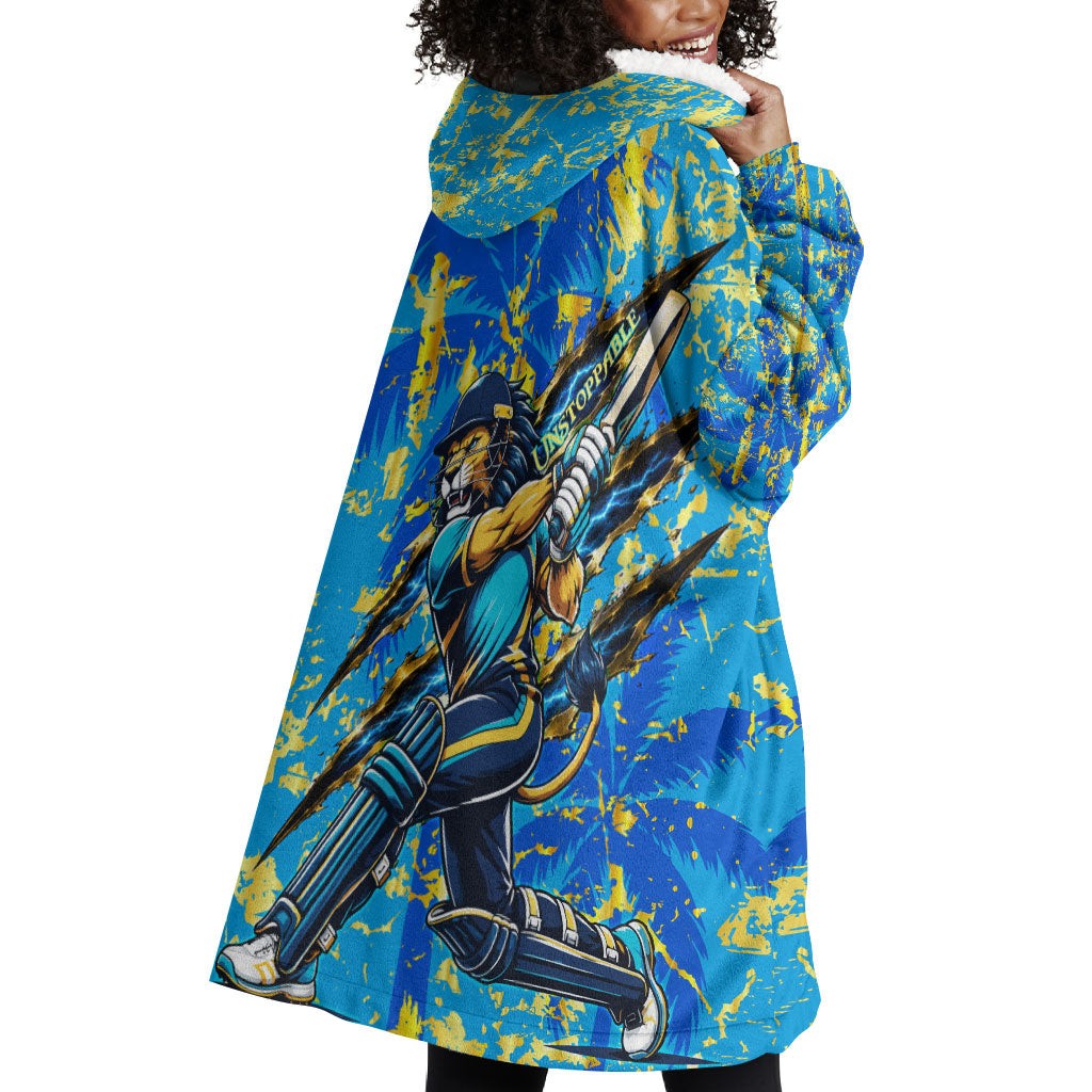Saint Lucia Cricket Wearable Blanket Hoodie Kings Lion Unstoppable Mascot Art