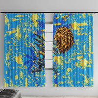 Saint Lucia Cricket Window Curtain Kings Lion Unstoppable Mascot Art