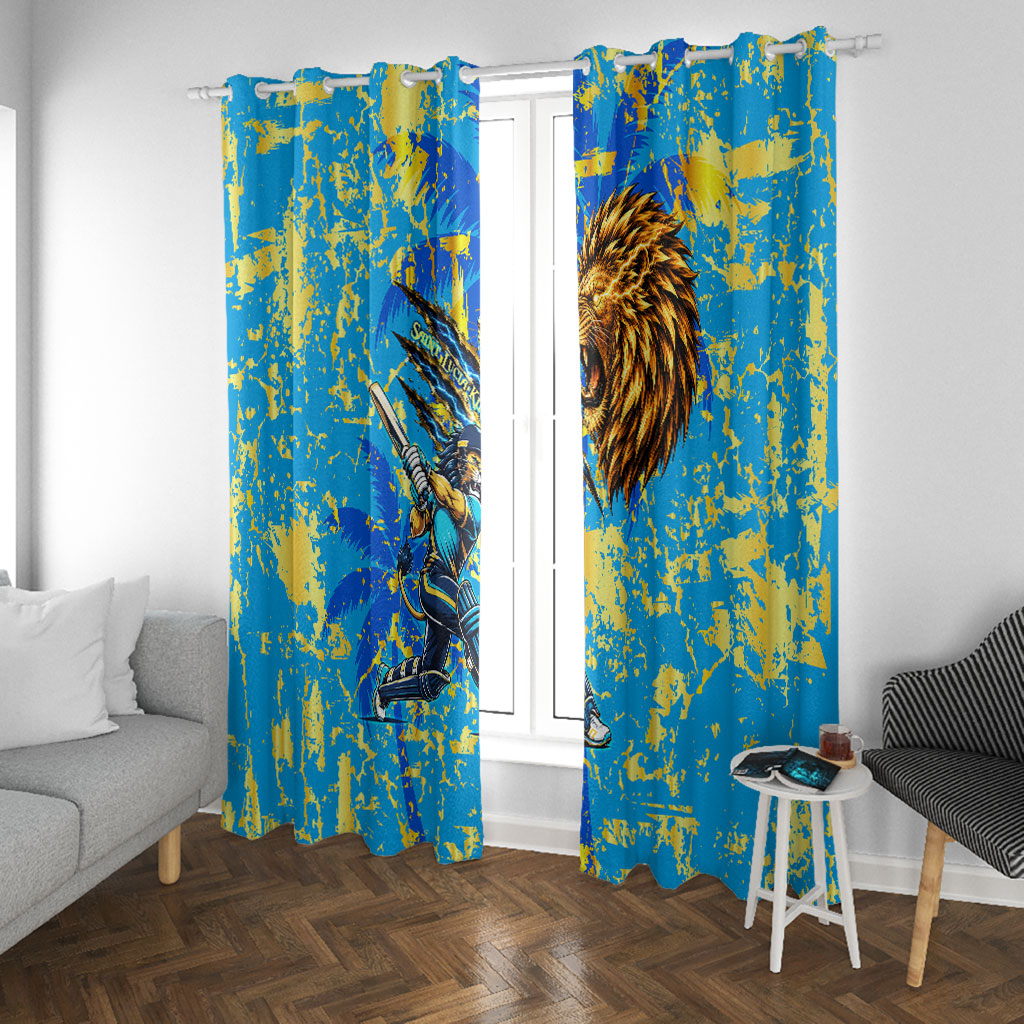 Saint Lucia Cricket Window Curtain Kings Lion Unstoppable Mascot Art