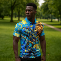 Saint Lucia Cricket Zipper Polo Shirt Kings Lion Unstoppable Mascot Art