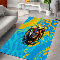 Saint Lucia Kings Cricket Area Rug Crowned Lion And Parrot Half Style