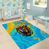 Saint Lucia Kings Cricket Area Rug Crowned Lion And Parrot Half Style