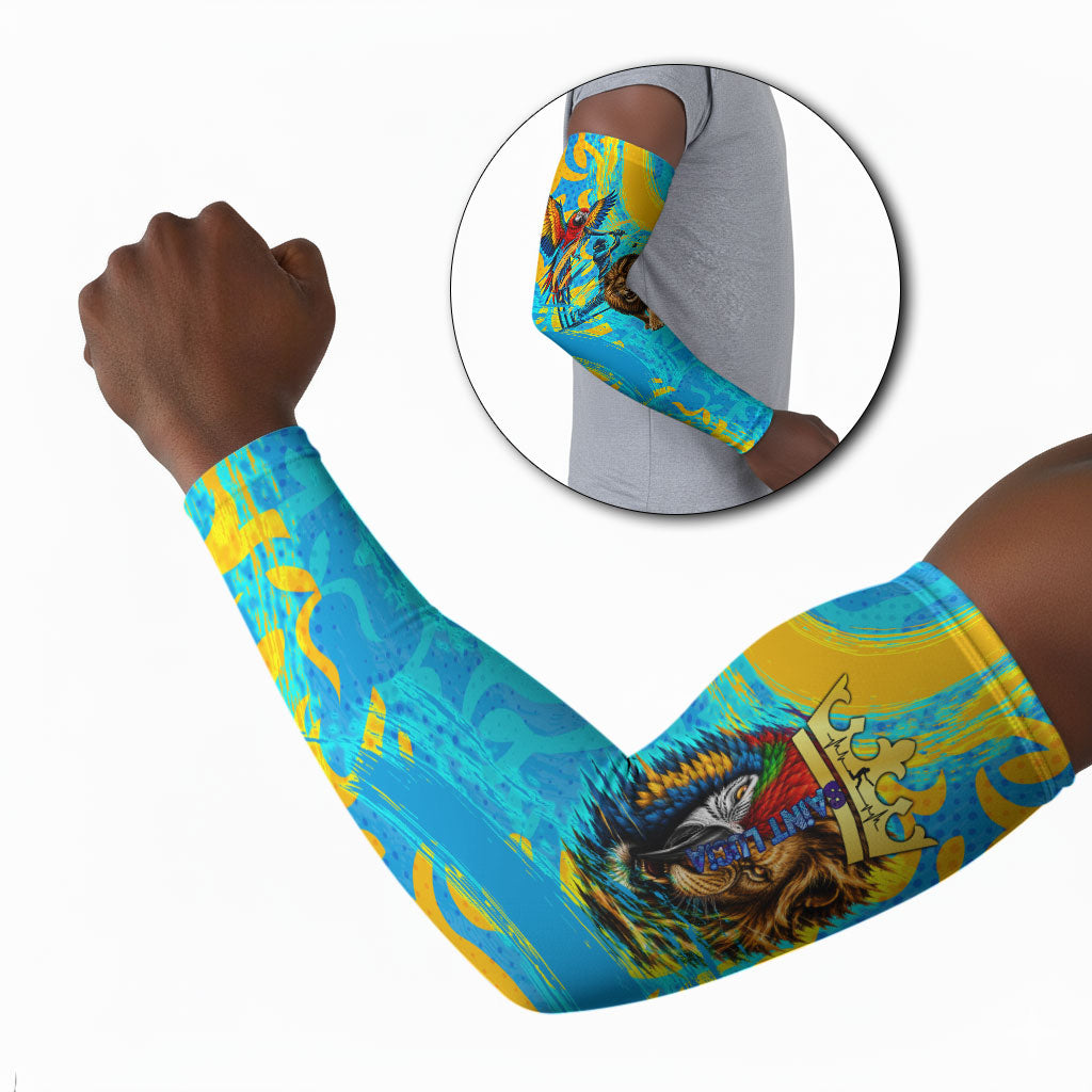 Saint Lucia Kings Cricket Arm Sleeves Crowned Lion And Parrot Half Style