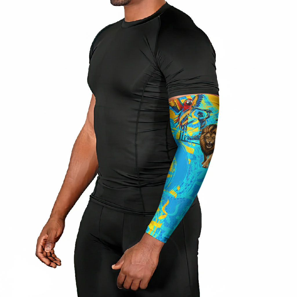Saint Lucia Kings Cricket Arm Sleeves Crowned Lion And Parrot Half Style