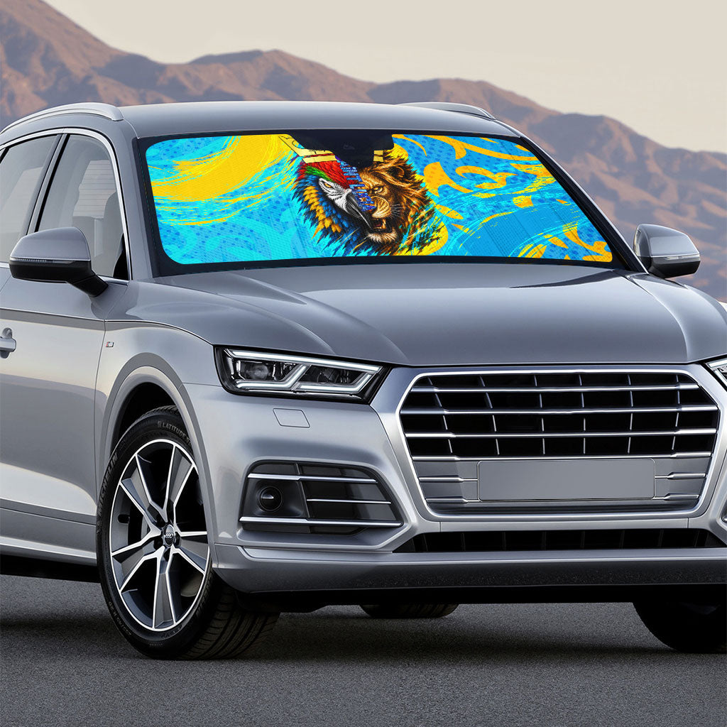 Saint Lucia Kings Cricket Auto Sun Shade Crowned Lion And Parrot Half Style