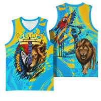 Saint Lucia Kings Cricket Basketball Jersey Crowned Lion And Parrot Half Style