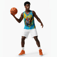 Saint Lucia Kings Cricket Basketball Jersey Crowned Lion And Parrot Half Style