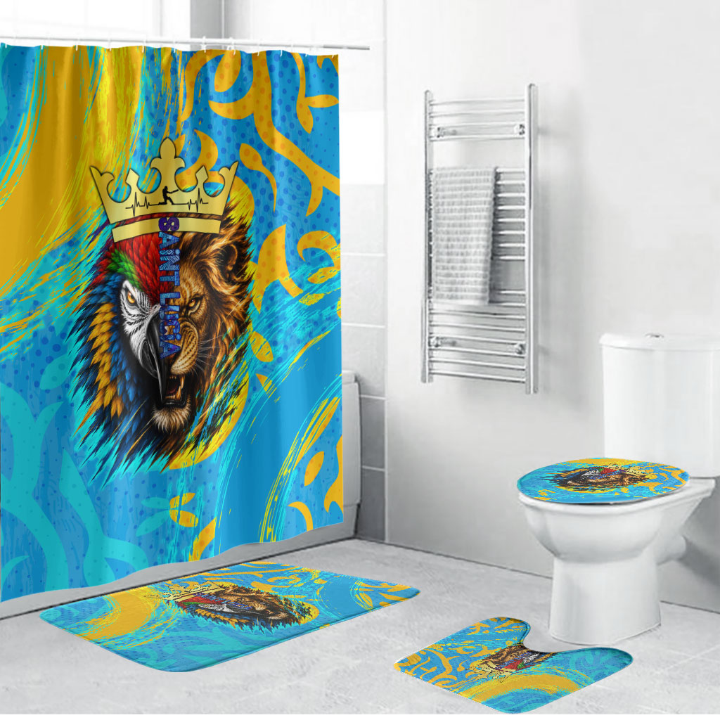 Saint Lucia Kings Cricket Bathroom Set Crowned Lion And Parrot Half Style