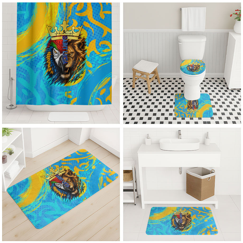 Saint Lucia Kings Cricket Bathroom Set Crowned Lion And Parrot Half Style