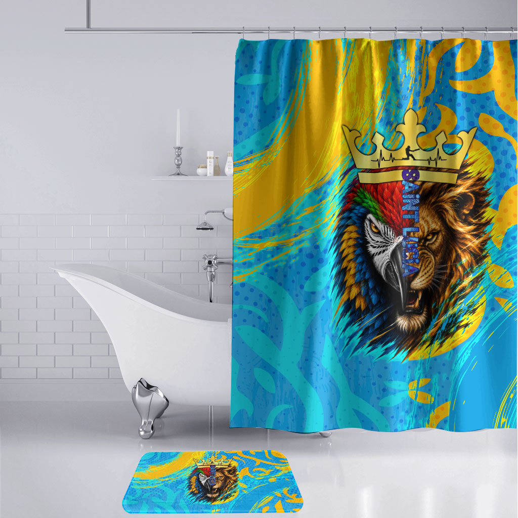 Saint Lucia Kings Cricket Bathroom Set Crowned Lion And Parrot Half Style