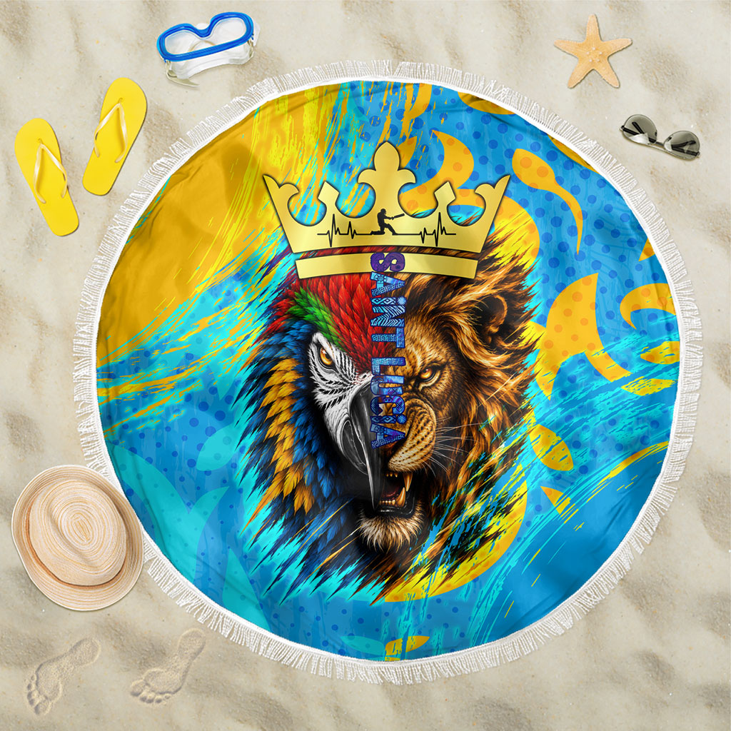 Saint Lucia Kings Cricket Beach Blanket Crowned Lion And Parrot Half Style