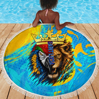Saint Lucia Kings Cricket Beach Blanket Crowned Lion And Parrot Half Style