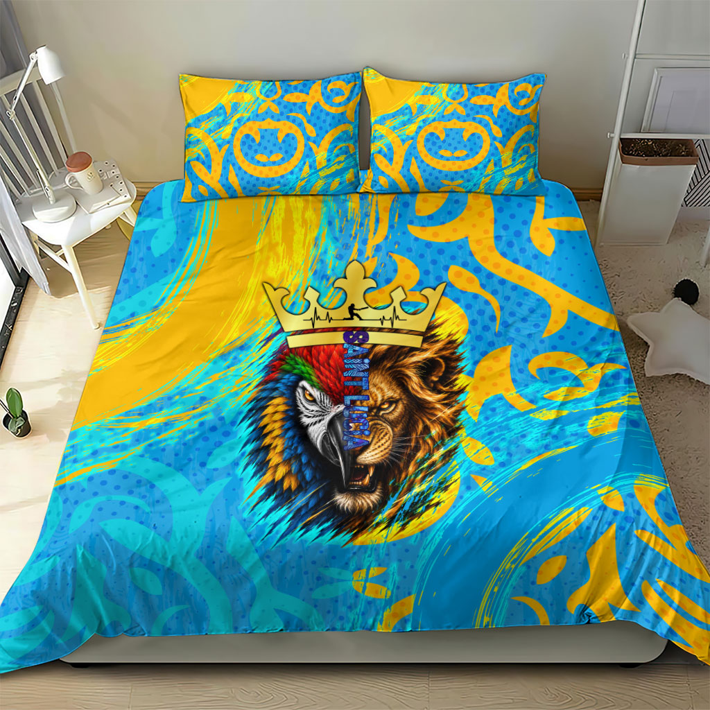 Saint Lucia Kings Cricket Bedding Set Crowned Lion And Parrot Half Style