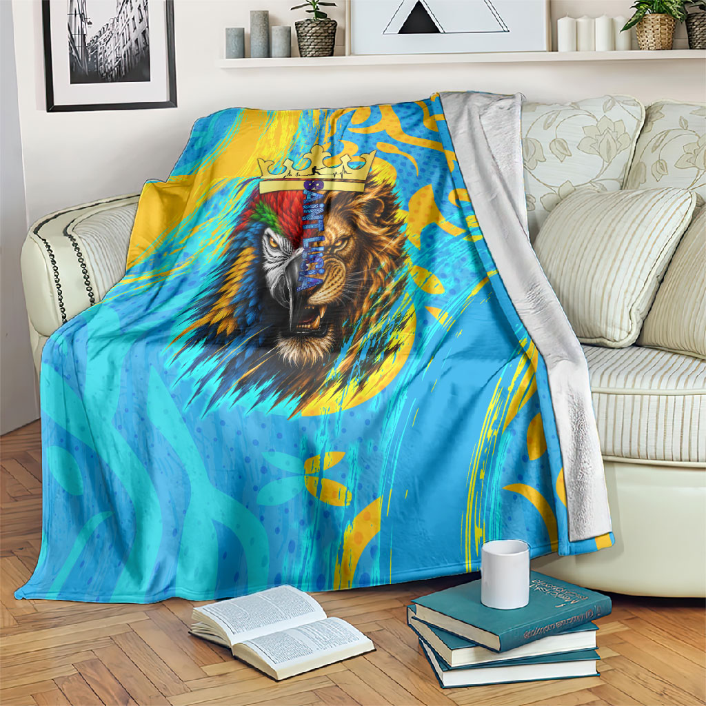 Saint Lucia Kings Cricket Blanket Crowned Lion And Parrot Half Style