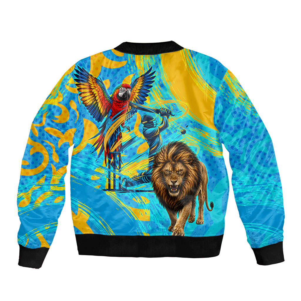 Saint Lucia Kings Cricket Bomber Jacket Crowned Lion And Parrot Half Style