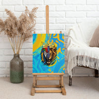 Saint Lucia Kings Cricket Canvas Wall Art Crowned Lion And Parrot Half Style