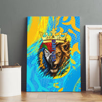 Saint Lucia Kings Cricket Canvas Wall Art Crowned Lion And Parrot Half Style