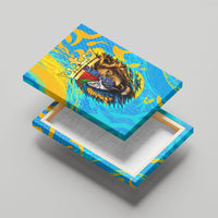Saint Lucia Kings Cricket Canvas Wall Art Crowned Lion And Parrot Half Style