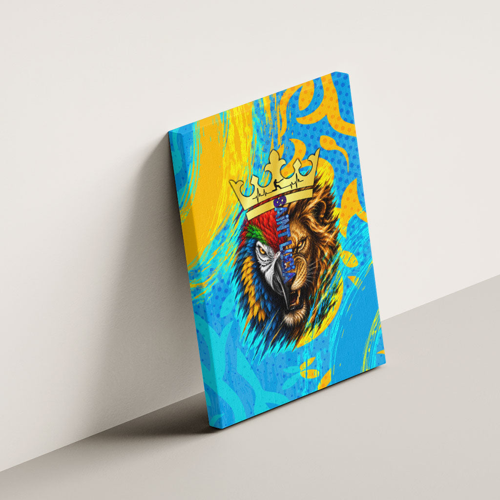 Saint Lucia Kings Cricket Canvas Wall Art Crowned Lion And Parrot Half Style