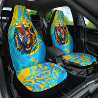 Saint Lucia Kings Cricket Car Seat Cover Crowned Lion And Parrot Half Style