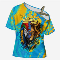 Saint Lucia Kings Cricket Cross Shoulder Shirt Crowned Lion And Parrot Half Style