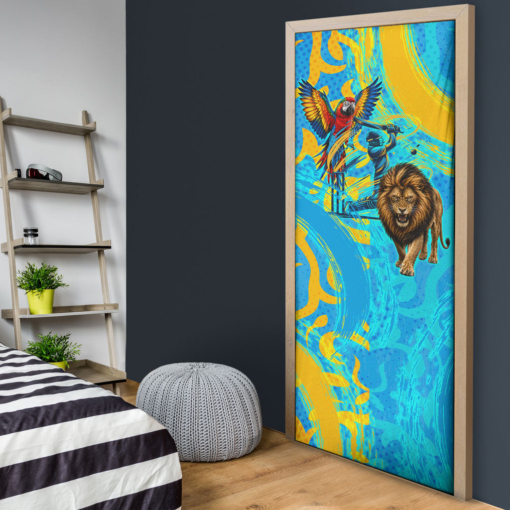 Saint Lucia Kings Cricket Door Cover Crowned Lion And Parrot Half Style