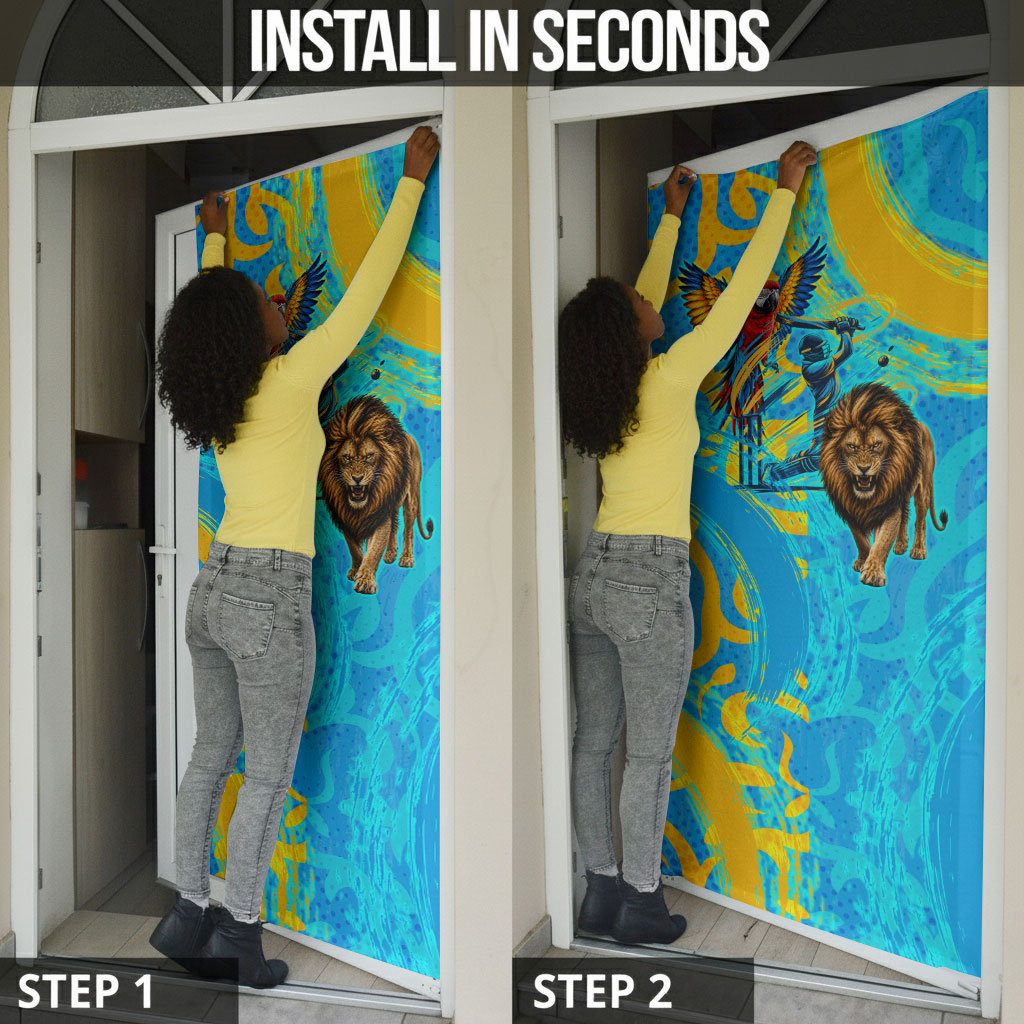Saint Lucia Kings Cricket Door Cover Crowned Lion And Parrot Half Style