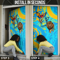 Saint Lucia Kings Cricket Door Cover Crowned Lion And Parrot Half Style