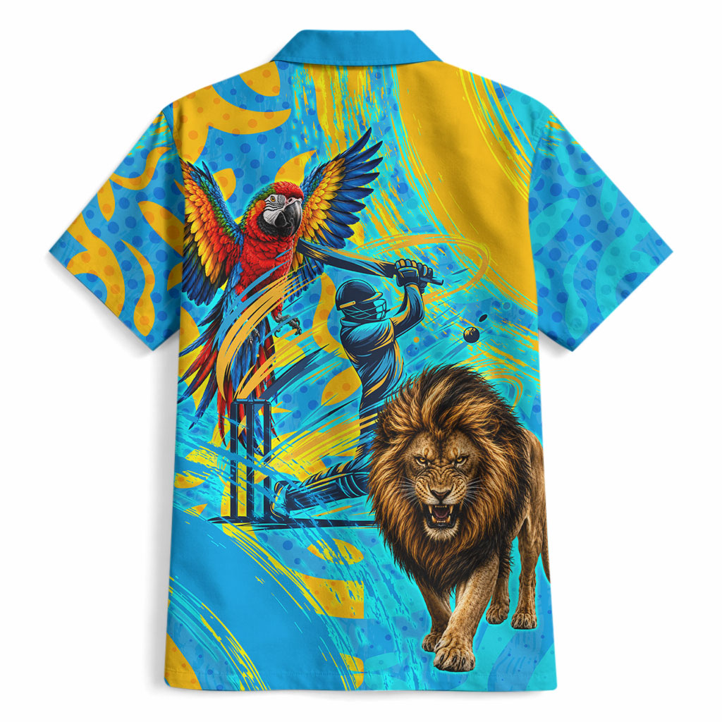 Saint Lucia Kings Cricket Hawaiian Shirt Crowned Lion And Parrot Half Style