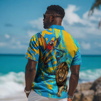 Saint Lucia Kings Cricket Hawaiian Shirt Crowned Lion And Parrot Half Style