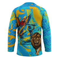 Saint Lucia Kings Cricket Hockey Jersey Crowned Lion And Parrot Half Style