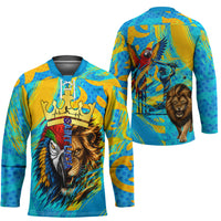 Saint Lucia Kings Cricket Hockey Jersey Crowned Lion And Parrot Half Style