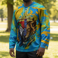 Saint Lucia Kings Cricket Hockey Jersey Crowned Lion And Parrot Half Style