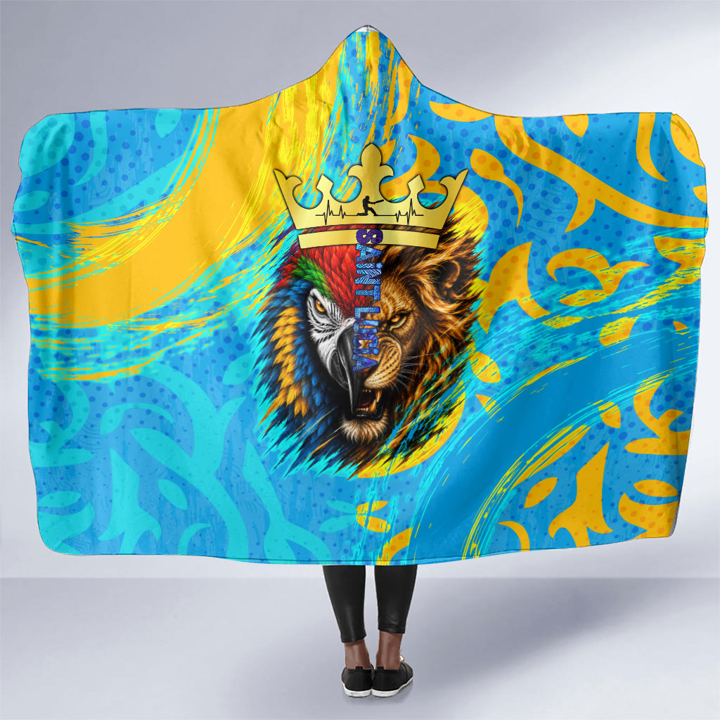 Saint Lucia Kings Cricket Hooded Blanket Crowned Lion And Parrot Half Style