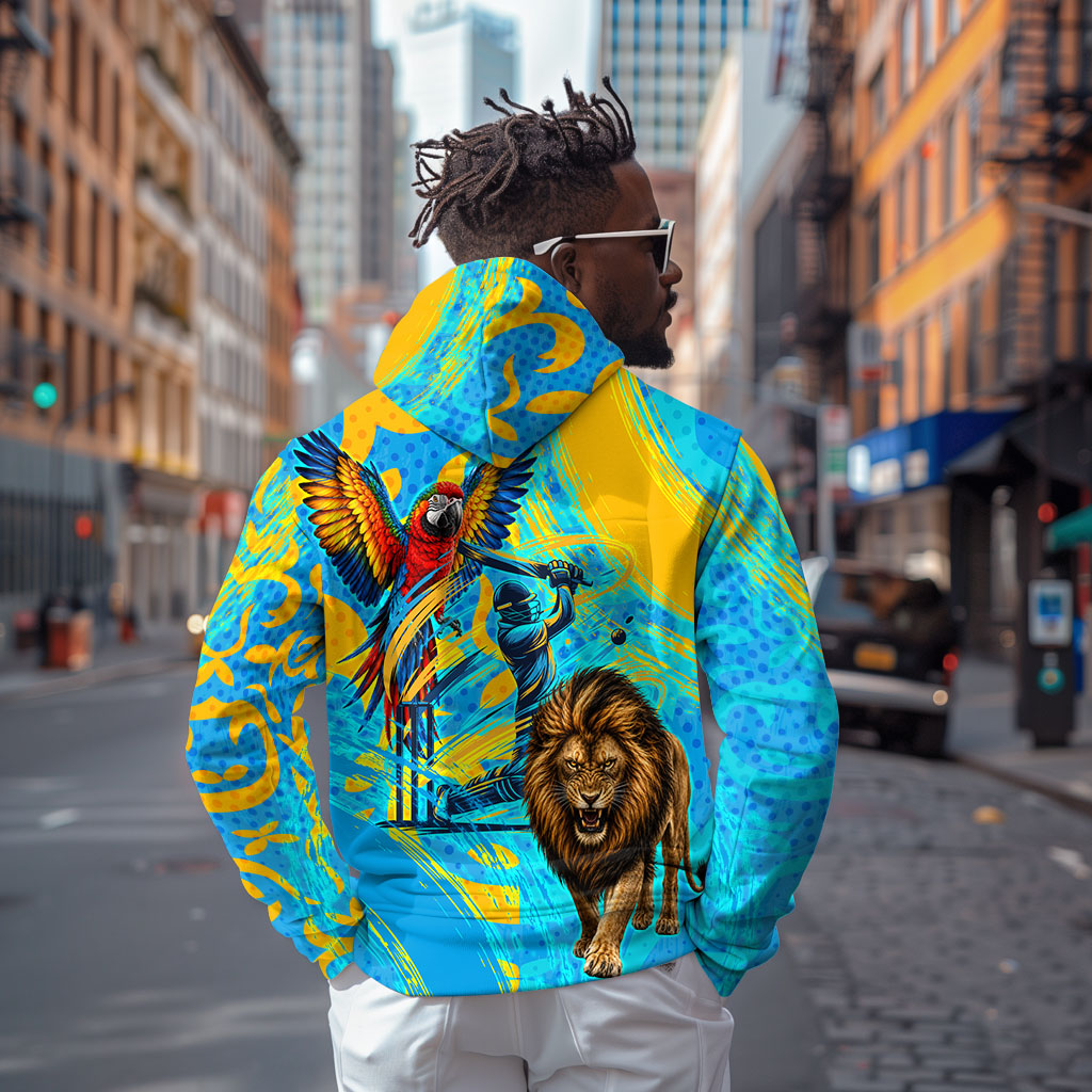 Saint Lucia Kings Cricket Hoodie Crowned Lion And Parrot Half Style