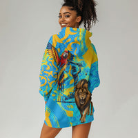 Saint Lucia Kings Cricket Hoodie Dress Crowned Lion And Parrot Half Style