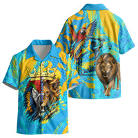 Saint Lucia Kings Cricket Kid Hawaiian Shirt Crowned Lion And Parrot Half Style
