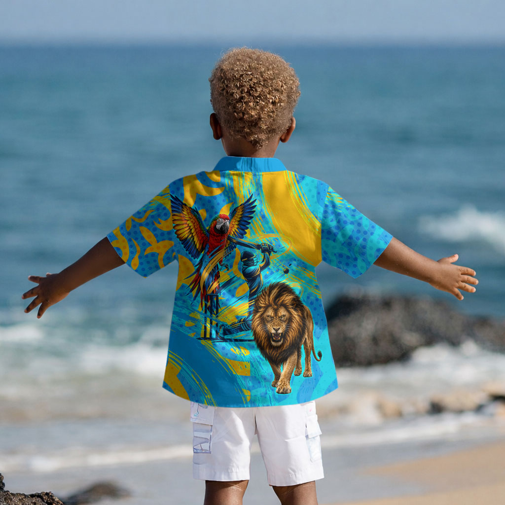Saint Lucia Kings Cricket Kid Hawaiian Shirt Crowned Lion And Parrot Half Style