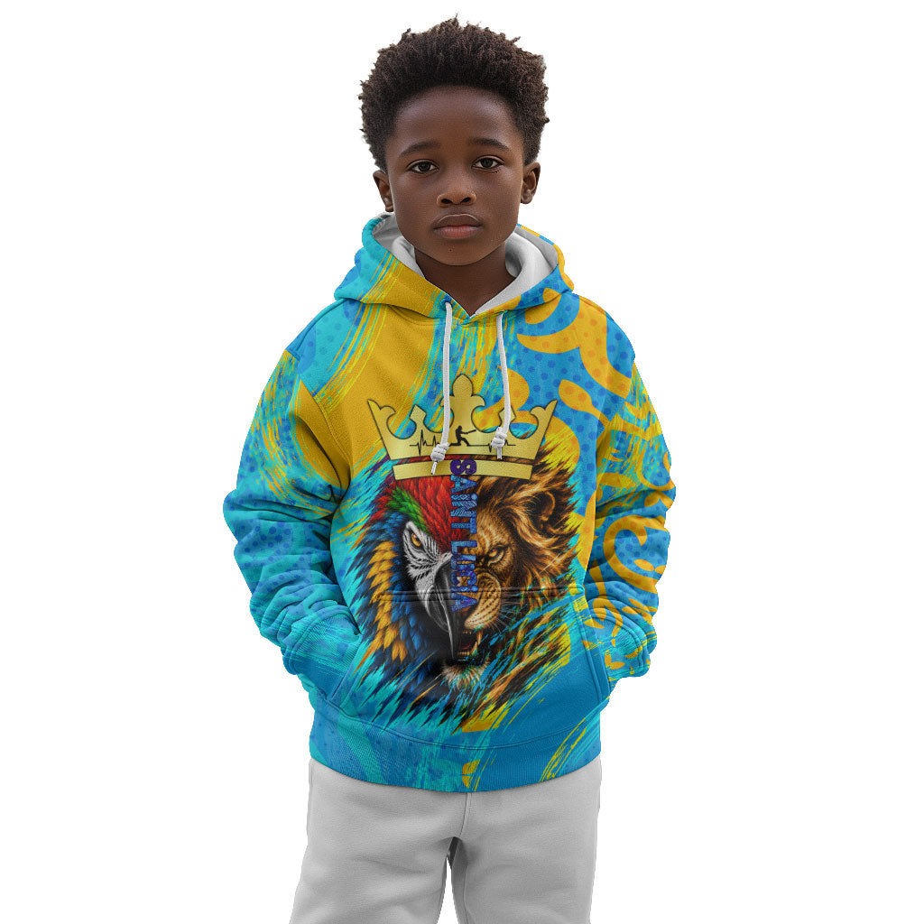 Saint Lucia Kings Cricket Kid Hoodie Crowned Lion And Parrot Half Style